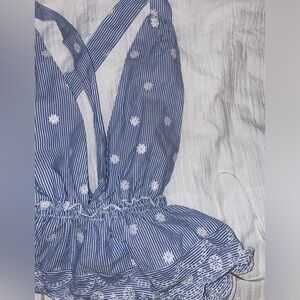 Blue and White Floral Peplum Top